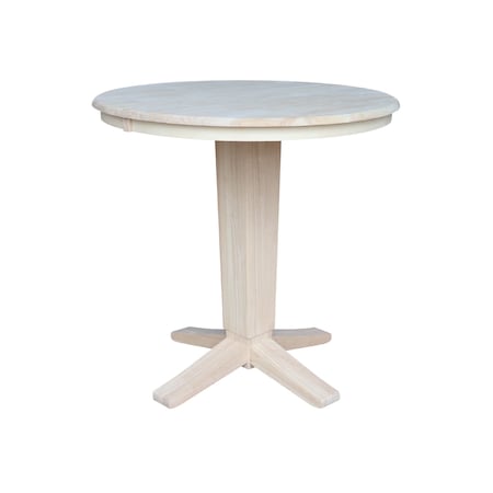 International Concepts 36 in. Solid Wood Round Top Pedestal Table w/12 in. Leaf - 36.1 in.High - Dining Height, Unfinished K-36RXT-23B-36